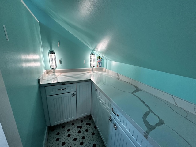 318 Margaret St, Key West, FL 33040 - bathroom with vaulted ceiling and a textured ceiling