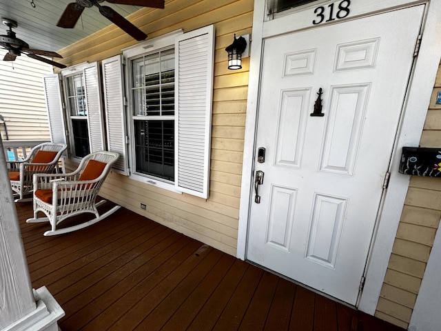 318 Margaret St, Key West, FL 33040 - wooden porch featuring ceiling fan