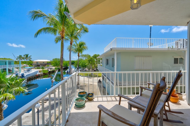 balcony with a water view