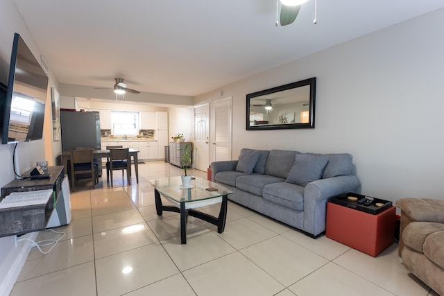 3314 Northside Dr Unit 31, Key West, FL 33040 - living room with ceiling fan and light tile patterned floors