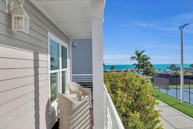 balcony with a water view