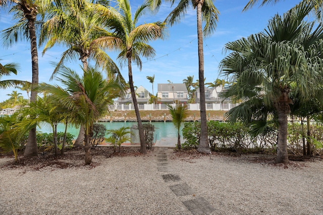 exterior space featuring a water view