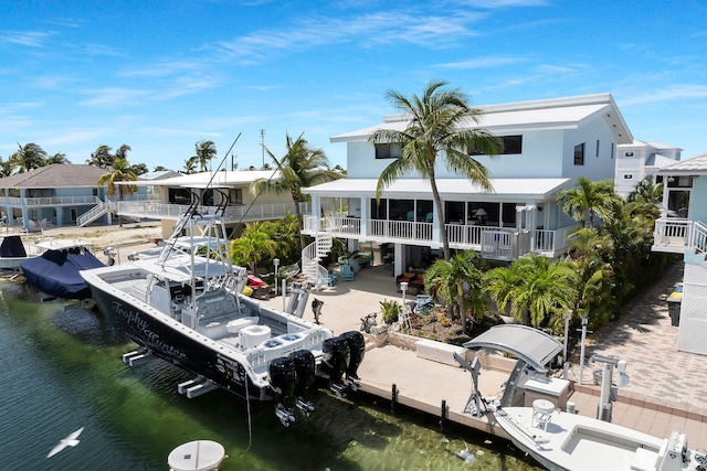 dock area featuring a water view