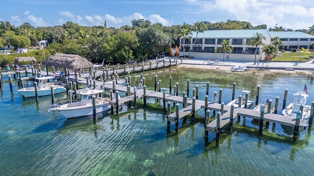 view of dock featuring a water view