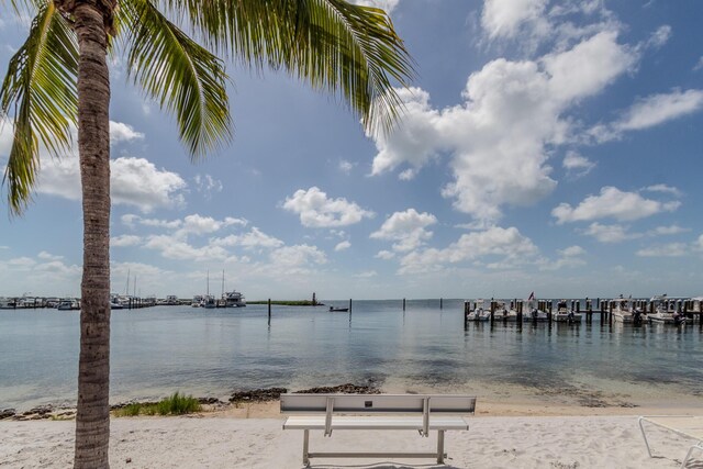 view of water feature featuring a beach view