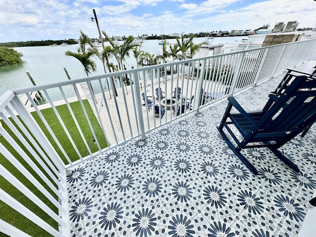 balcony with a water view