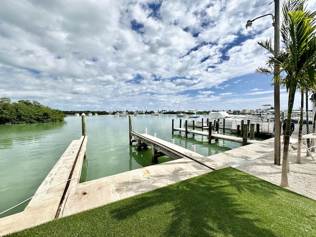 view of dock featuring a water view