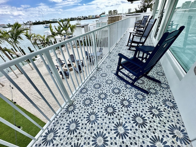 balcony with a water view