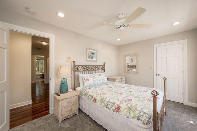 202 Admirals Ln, Key West, FL 33040 - carpeted bedroom featuring recessed lighting, baseboards, and ceiling fan