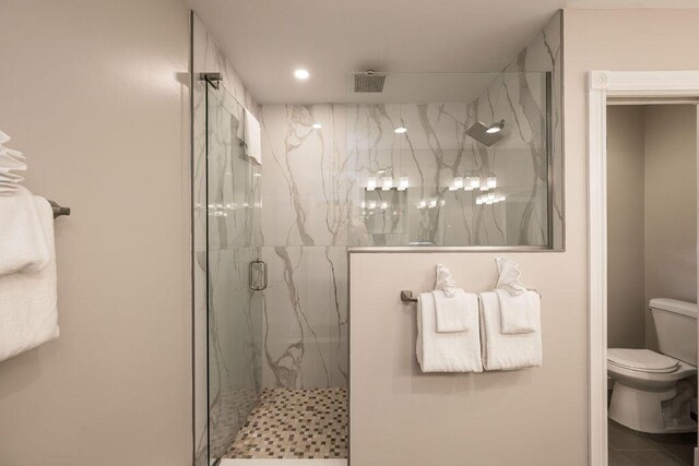 202 Admirals Ln, Key West, FL 33040 - full bath featuring toilet, a marble finish shower, and recessed lighting