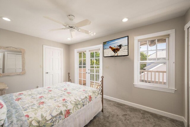 202 Admirals Ln, Key West, FL 33040 - bedroom with carpet flooring, baseboards, multiple windows, access to outside, and recessed lighting