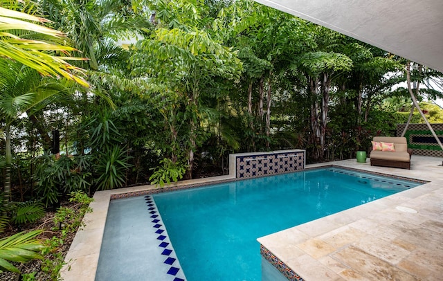 outdoor pool featuring a patio area