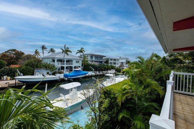 exterior space featuring a dock