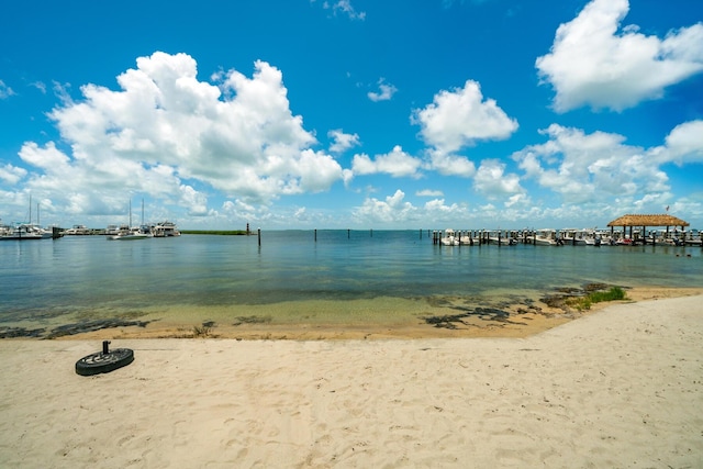 view of water feature with a view of the beach