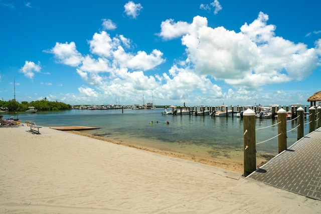 view of water feature with a view of the beach