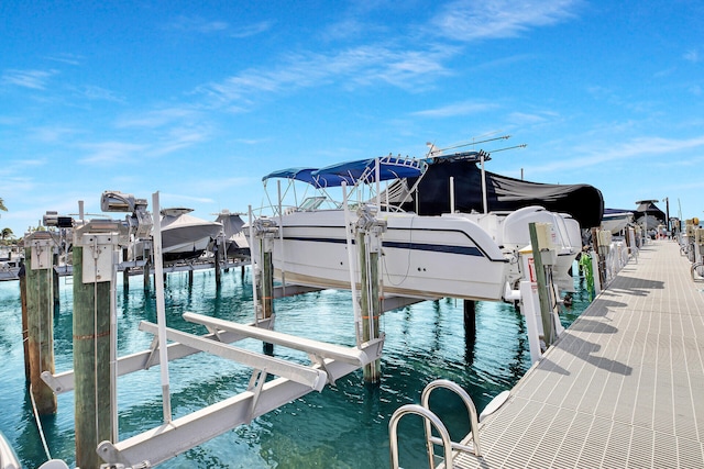 view of dock featuring a water view