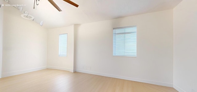 unfurnished room featuring wood-type flooring and ceiling fan