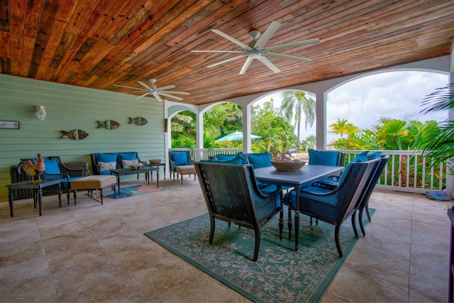 view of patio / terrace with ceiling fan and outdoor lounge area