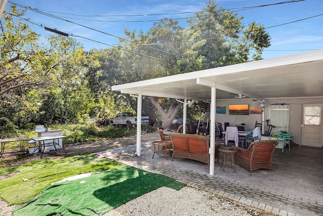 view of patio / terrace featuring an outdoor hangout area