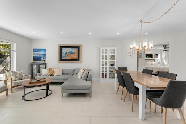 dining area with a chandelier