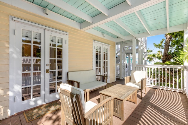 525 Simonton St, Key West, FL 33040 - wooden terrace featuring french doors and stairs