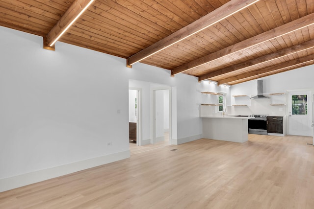 178 Coral Ave, Tavernier, FL 33070 - unfurnished living room featuring wood ceiling and light wood-style flooring