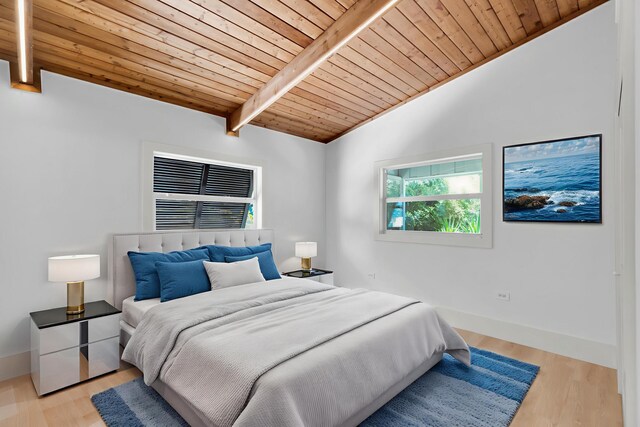 178 Coral Ave, Tavernier, FL 33070 - bedroom with wooden ceiling and light wood-type flooring