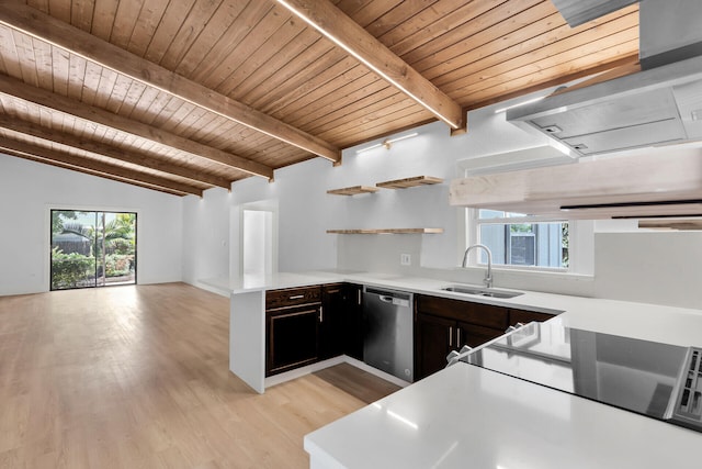 178 Coral Ave, Tavernier, FL 33070 - kitchen featuring dishwasher, wooden ceiling, healthy amount of natural light, and light countertops