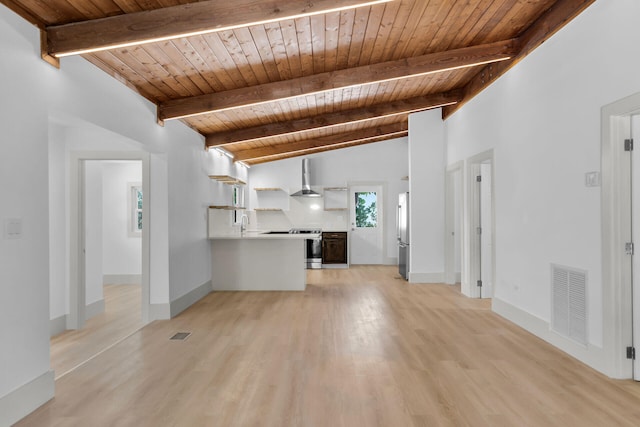 178 Coral Ave, Tavernier, FL 33070 - unfurnished living room with wood ceiling and light wood finished floors