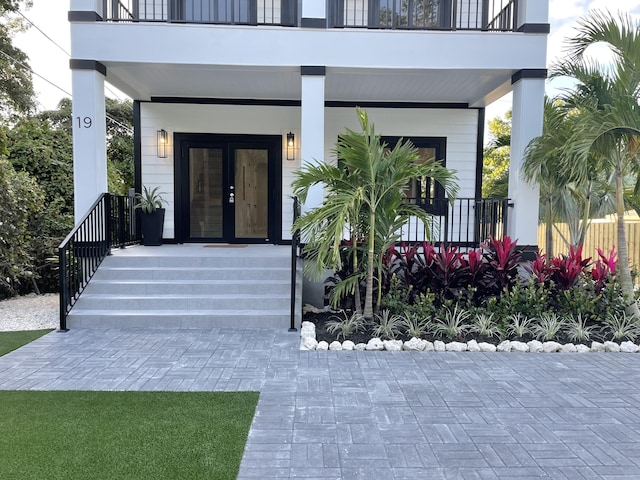 view of exterior entry with french doors