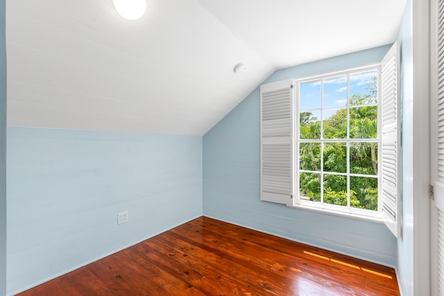 bonus room featuring vaulted ceiling, a healthy amount of sunlight, and hardwood / wood-style floors