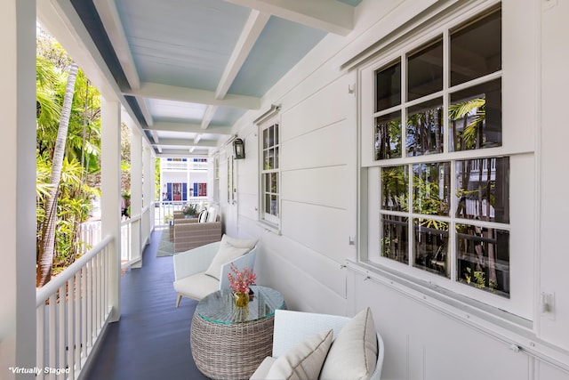 balcony featuring a porch