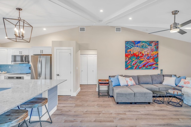 273 Indies Rd, Ramrod, FL 33042 - living room with light wood-style flooring, a chandelier, recessed lighting, and a ceiling fan