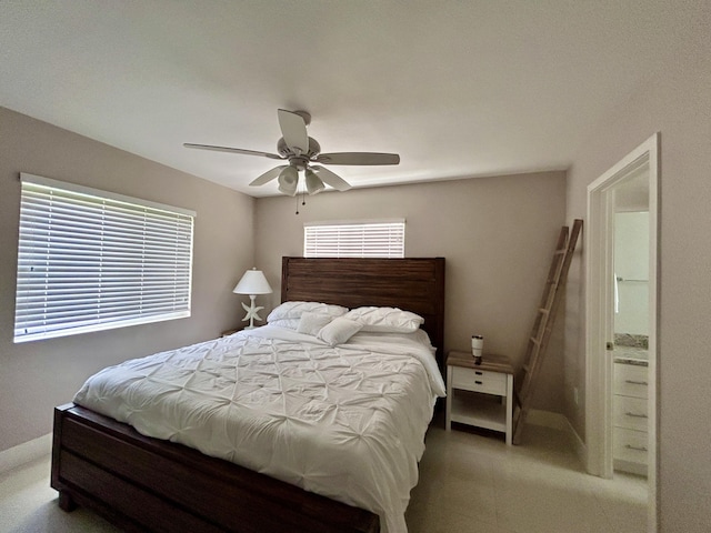 bedroom featuring ceiling fan