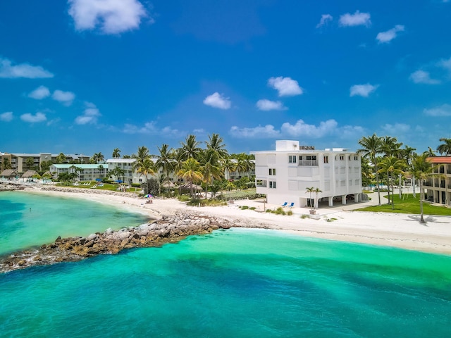 exterior space with a beach view