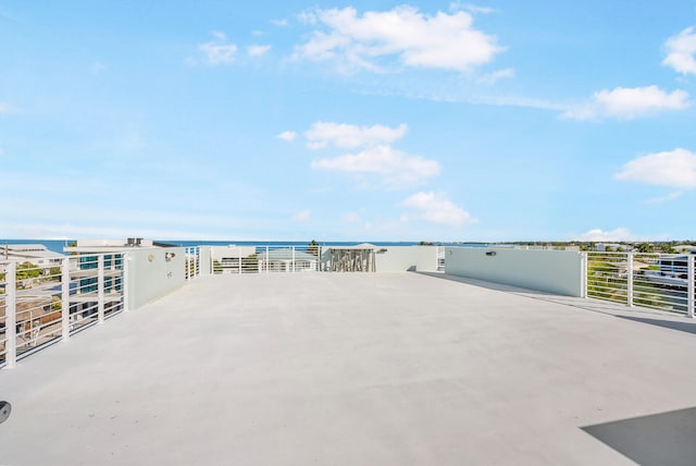 view of patio / terrace featuring a water view