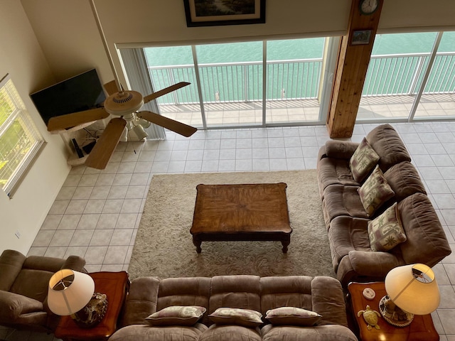 1165 Lagoon Dr, Summerland, FL 33042 - tiled living room featuring a ceiling fan