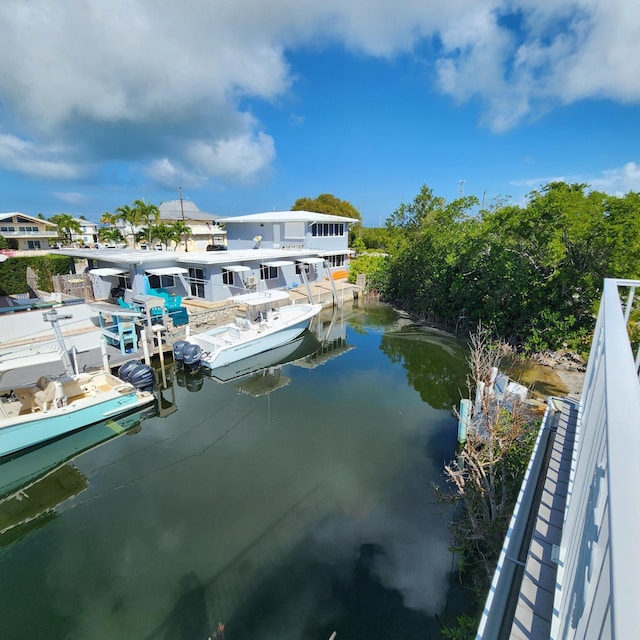 dock area featuring a water view