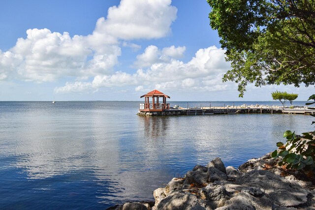 water view featuring a gazebo