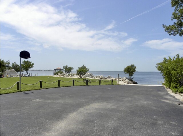 view of patio / terrace featuring a water view