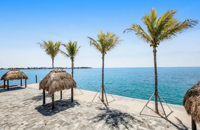 property view of water featuring a gazebo