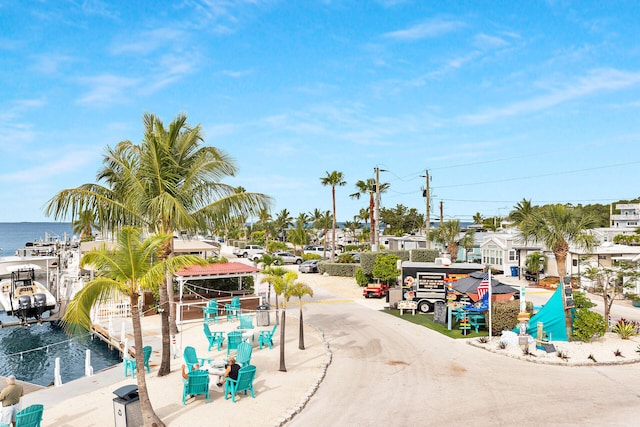 view of property's community with a water view