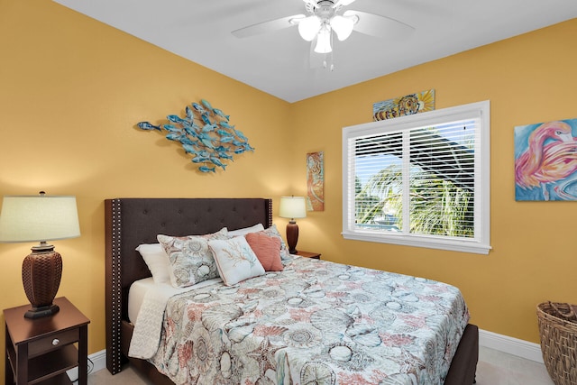 bedroom featuring ceiling fan