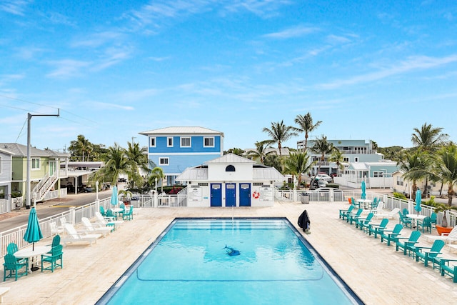 view of swimming pool with a patio area