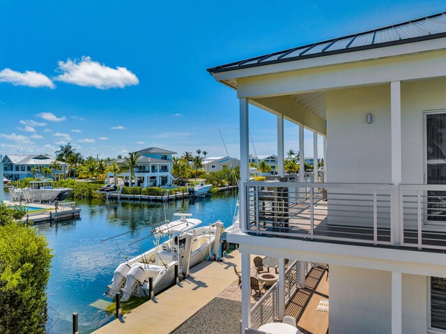 view of water feature featuring a dock