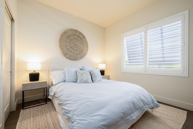 bedroom with light hardwood / wood-style flooring