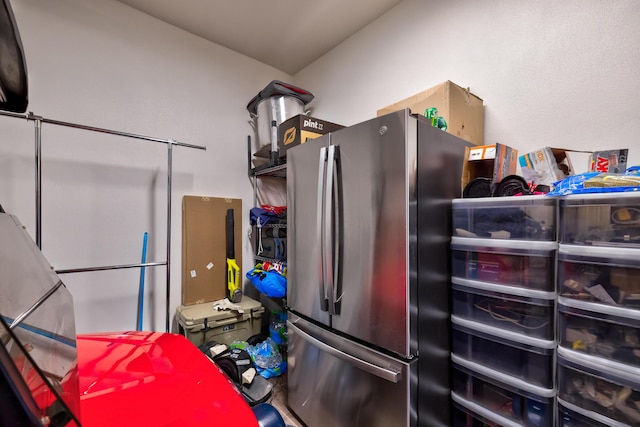 kitchen with stainless steel fridge