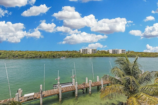 view of dock featuring a water view