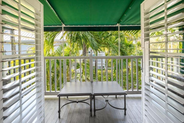 wooden balcony with a wooden deck