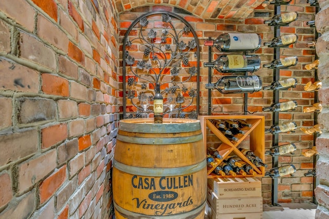 wine room with brick wall